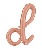 Air-Filled Rose Gold Lowercase Cursive Letter (d) Foil Balloon, 24"