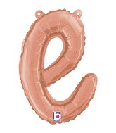 Air-Filled Rose Gold Lowercase Cursive Letter (e) Foil Balloon, 14"