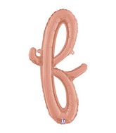 Air-Filled Rose Gold Lowercase Cursive Letter (f) Foil Balloon, 24"
