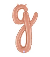 Air-Filled Rose Gold Lowercase Cursive Letter (g) Foil Balloon,14"