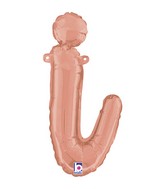 Air-Filled Rose Gold Lowercase Cursive Letter (i) Foil Balloon, 14"