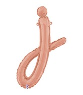 Air-Filled Rose Gold Lowercase Cursive Letter (j) Foil Balloon, 24"