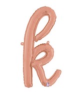 Air-Filled Rose Gold Lowercase Cursive Letter (k) Foil Balloon, 24"