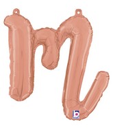 Air-Filled Rose Gold Lowercase Cursive Letter (m) Foil Balloon, 14"