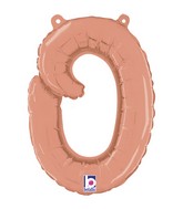 Air-Filled Rose Gold Lowercase Cursive Letter (o) Foil Balloon, 14"