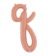 Air-Filled Rose Gold Lowercase Cursive Letter (q) Foil Balloon, 14"