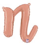 Air-Filled Rose Gold Lowercase Cursive Letter (R) Foil Balloon, 14"
