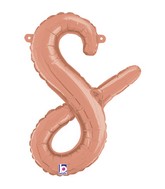 Air-Filled Rose Gold Lowercase Cursive Letter (s) Foil Balloon, 14"