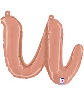 Air-Filled Rose Gold Lowercase Cursive Letter (u) Foil Balloon, 14"