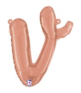 Air-Filled Rose Gold Lowercase Cursive Letter (v) Foil Balloon, 14"