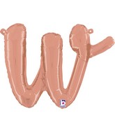 Air-Filled Rose Gold Lowercase Cursive Letter (w) Foil Balloon, 14"
