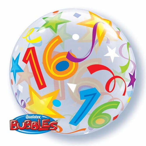 Party Balloon  16 Brilliant Stars  Bubble Balloon 22" 