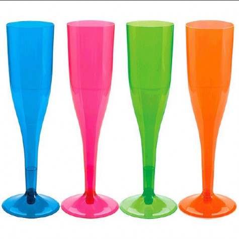 Party Balloon Neon Plastic Champagne Glasses                                              