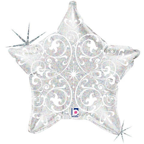 Party Balloon Filigree Silver Star Foil Balloon21" Holographic balloon 