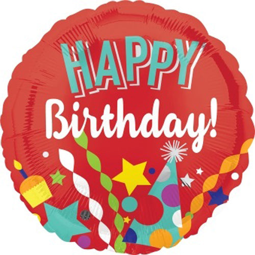 Party Balloons 18" Festive Happy Birthday S40