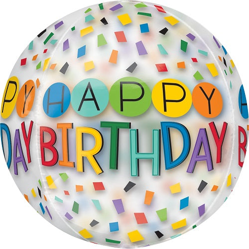 Party Balloons G20 Orbz Hbd Rainbow Confetti