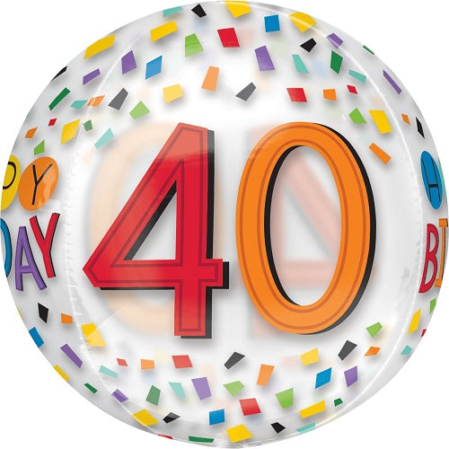 Party Balloons G20 Orbz 40th Birthday Rainbow Confetti 