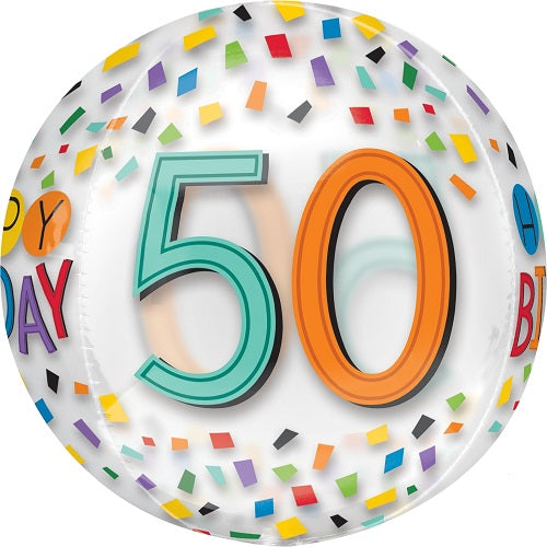 Party Balloons G20 Orbz 50th Birthday Rainbow Confetti