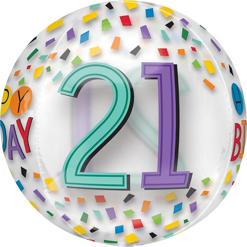 Party Balloons G20 Orbz 21st Birthday Rainbow Confetti 