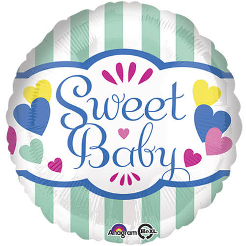 Party Balloons Sweet Baby Stripes &amp; Hearts Balloon S40