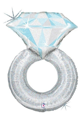  Party Balloons Celebrate Platinum Wedding Ring Foil Balloon 38" 