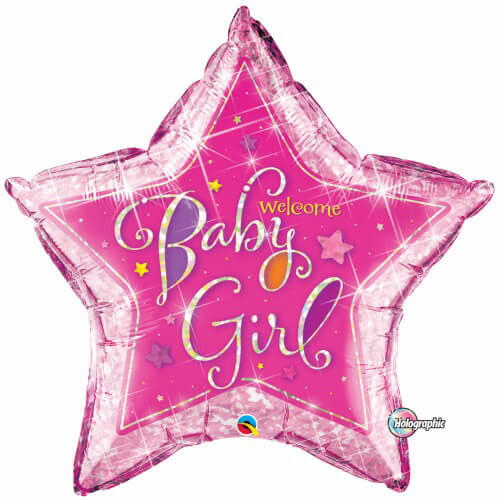Party Balloon 36" Welcome Baby Girl Pink Star Foil Balloon