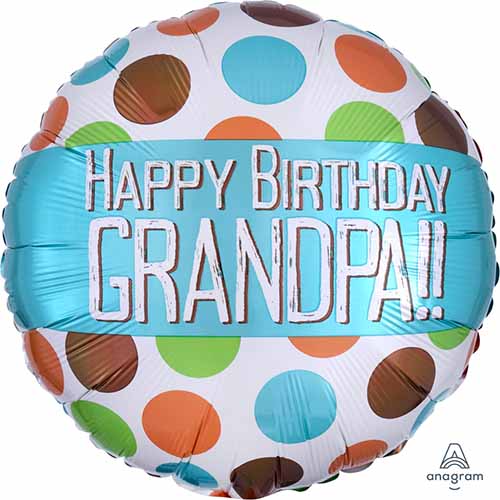 Party Balloon 18Ci Hx Happy Birthday Dots Grandpa