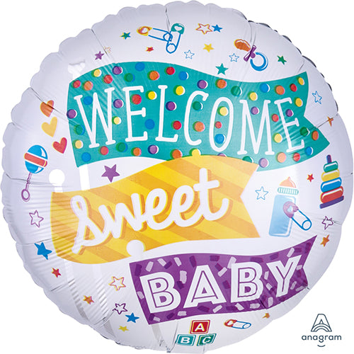 Party Balloon S60 18Ci Hx Welcome Sweet Baby Flags
