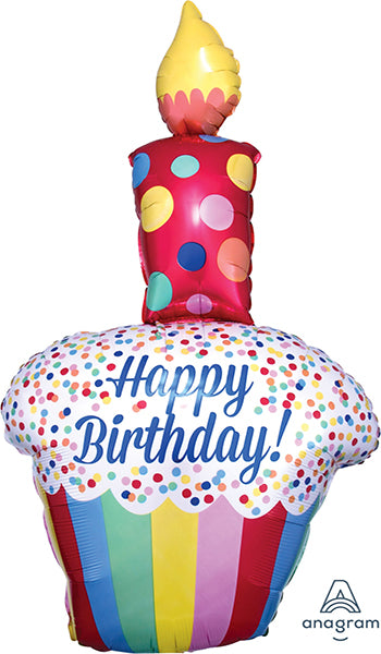 LARGE SHAPE XL BRIGHT BIRTHDAY CUPCAKE