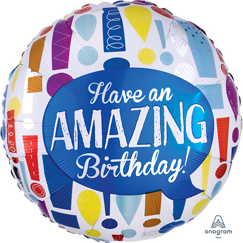 Party Balloons 18" Amazing Birthday! Foil Balloon S40