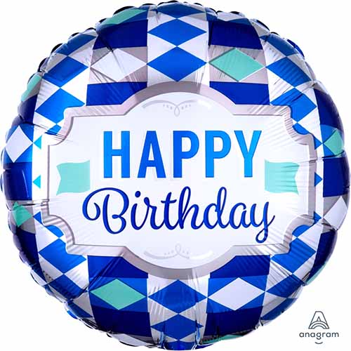Party Balloons 18CI HX HBD Tie Pattern S40