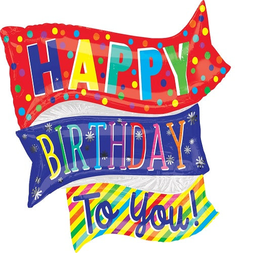Party Balloons P35 LRG SHPI XL HBD Fun Flags