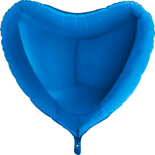 Party Balloon Heart 36inc Blue Single Pack Foil Balloon 