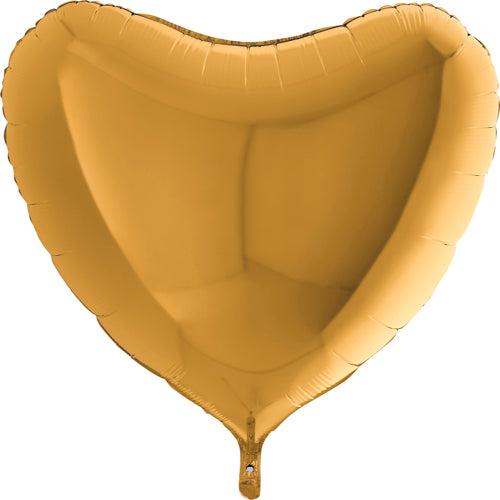 Party Balloon Heart 36inc Gold Single Pack Foil Balloon 