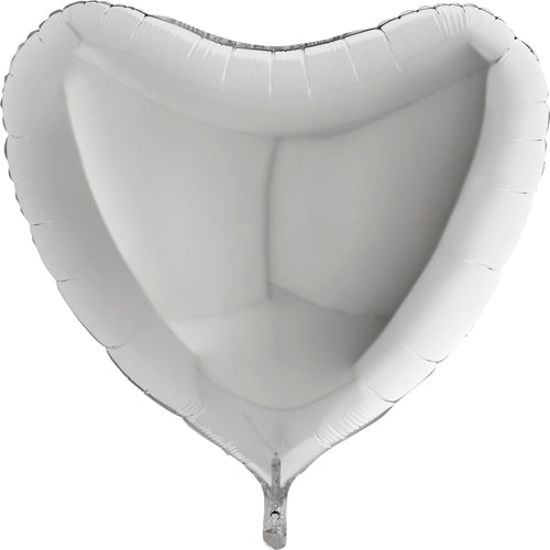 Party Balloon Heart 36inc Silver Single Pack Foil Balloon 