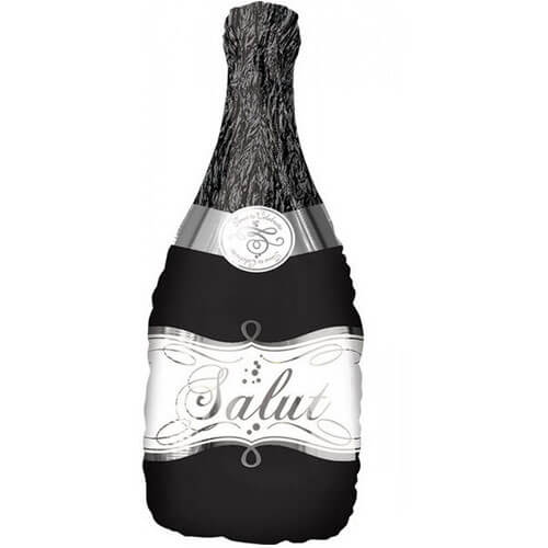 Party Balloon Bubbly Wine Bottle Black Balloon 36" 