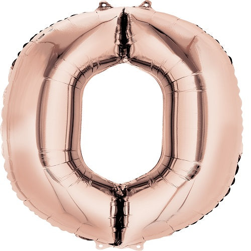Party Balloons  Large Shape Number (0)Rose Gold 34"  fOIL bALLOON 