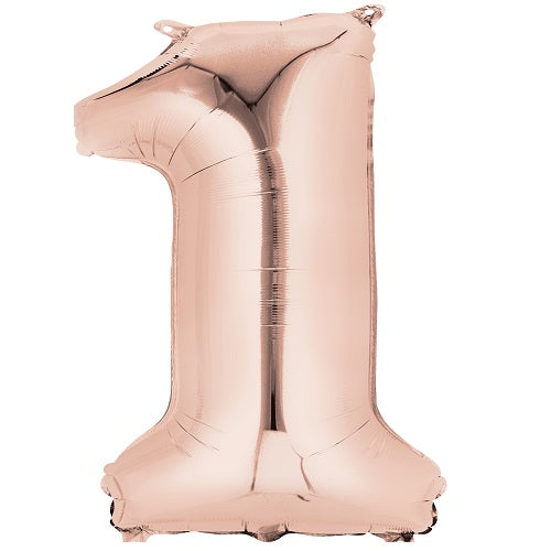Party Balloons Large Shape Number HX 1 Rose Gold L34