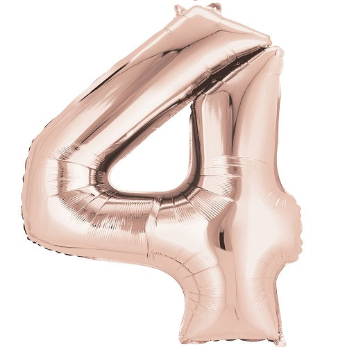 Party Balloons Large Super Shape Number  (4)Rose Gold 34" fOIL bALLOON 