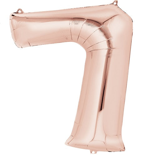 Party Balloons Large Super Shape Number (7 )Rose Gold  34" 