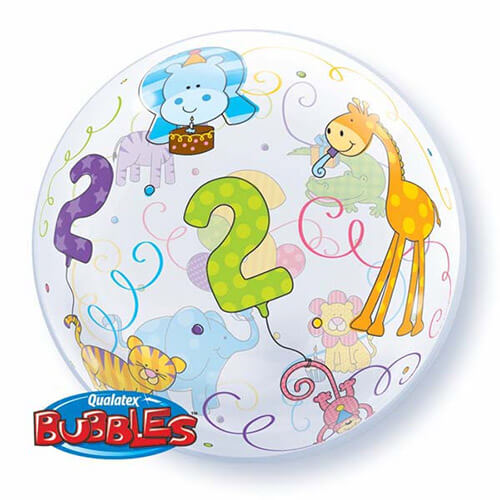 Party Balloon 20"Age 2 Jungle Animals Bubble Balloon