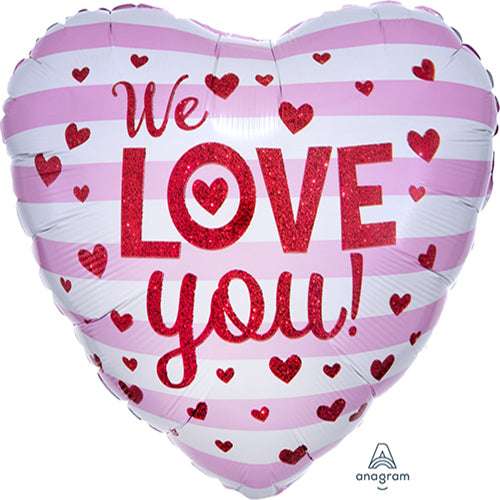 Party Balloon 18Hi Hx We Love You Glitter Hearts