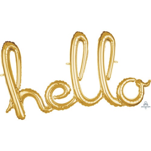 Party Balloon Phrase Hello Gold  Foil Balloon