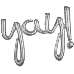YAY! SILVER SCRIPT PHRASE SHAPE G40 PKT (35" x 25")