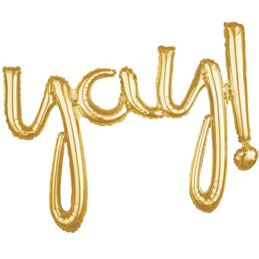 Party Balloon Phrase YAY  Gold  Foil Balloon