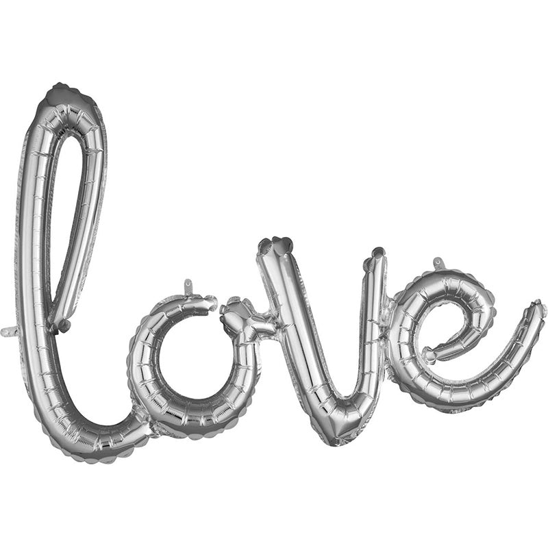 LOVE SMALL LETTER SHAPE SILVER FOIL BALLOON  31" 