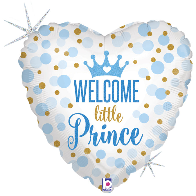 Welcome Little Princes 18"  blue Heart  Foil Balloon 