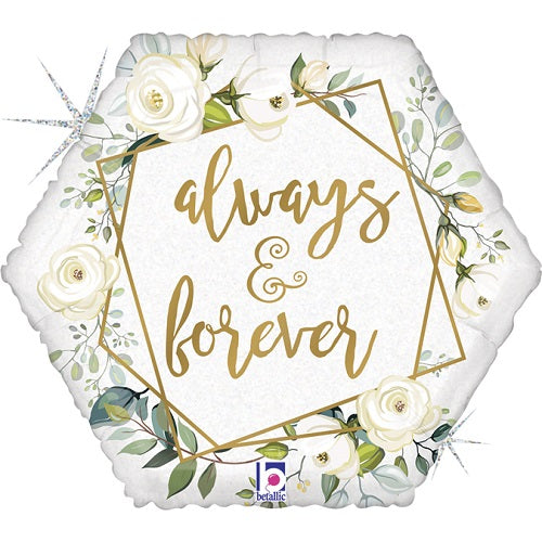 Glitter Holographic Always &  Forever 18" Foil Balloon 