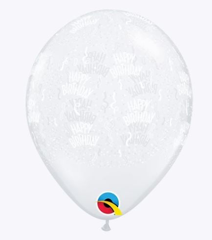 Party Balloon 11" Happy Birthday Around Clear Balloon Pack