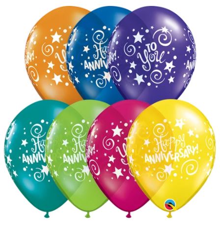 Party Balloon 11" Annivarsary Stars &amp; Swirls Latex Balloon-50CT